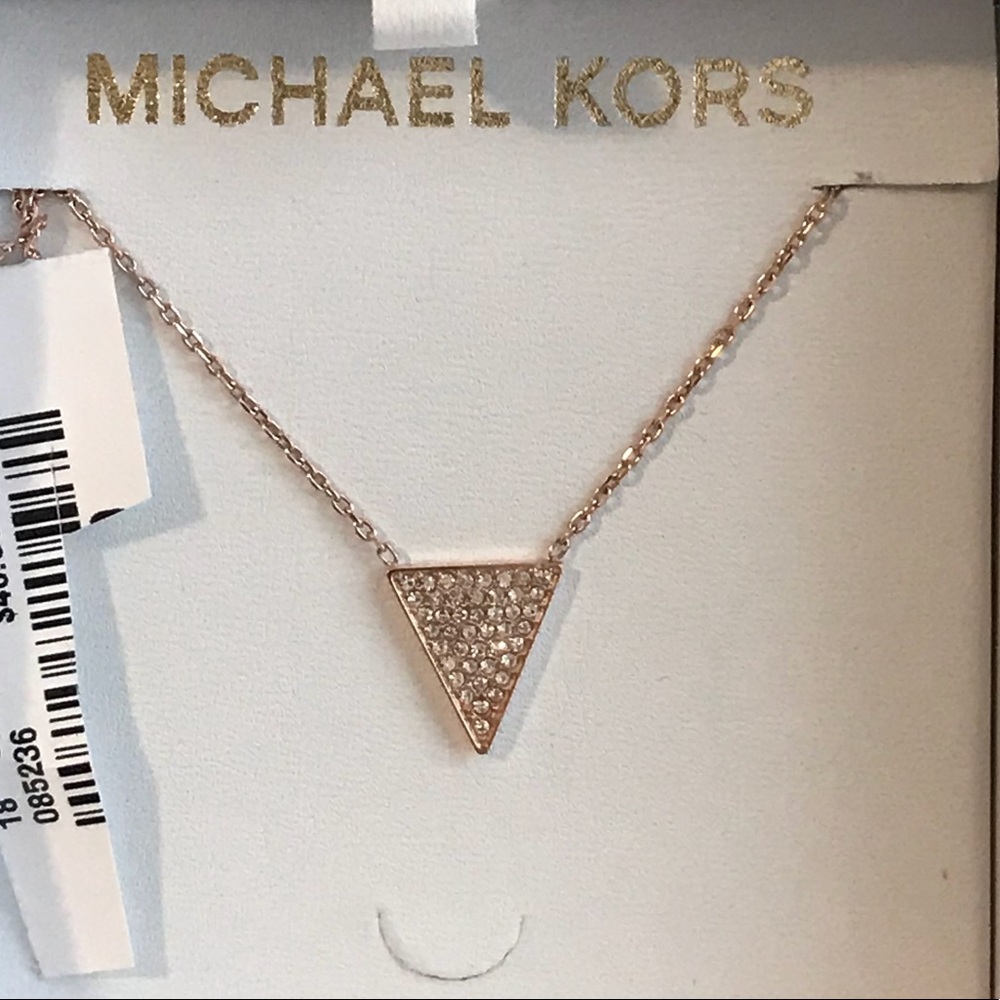 🆕 Michael Kors Rose Gold Triangle Pave - Picture 2 of 5